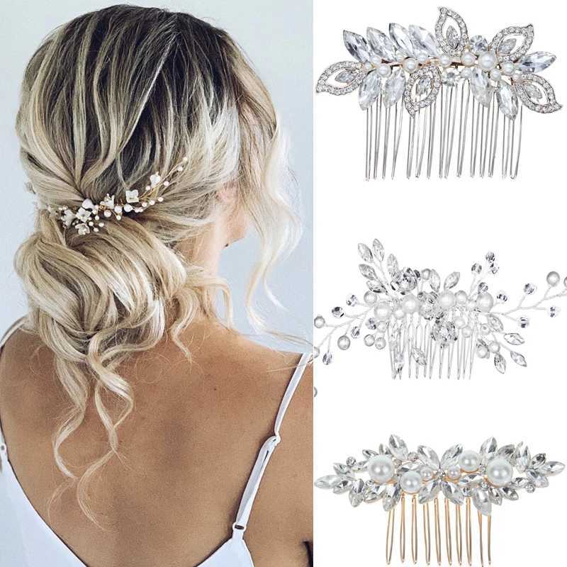 Crystal Pearl Tiaras Barrettes Hair Clips Hair Combs for Wedding Bride Women Hairpins Bridal Headpiece Hair Jewelry AccessoriesX240913