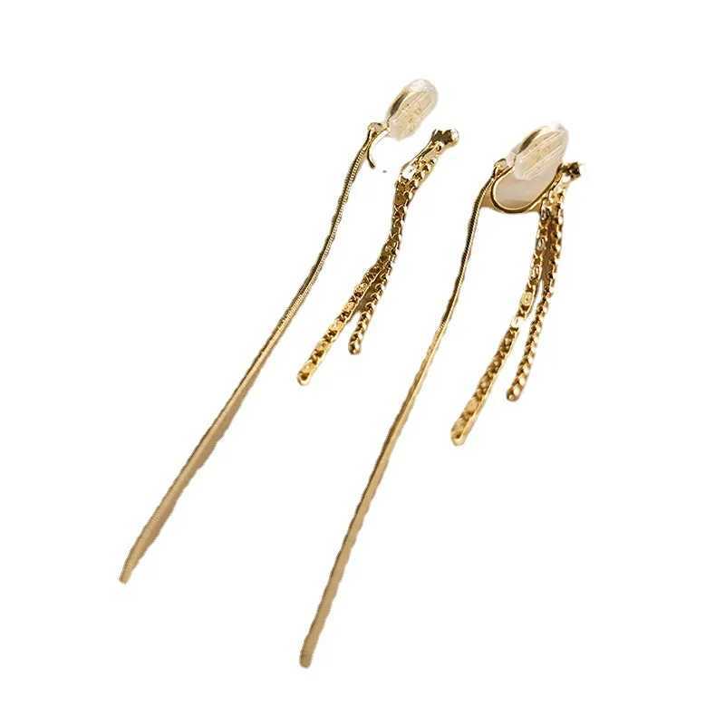 Temperament Tassel Long Drop Earrings Women Painless Mosquito Coil Ear Clip Without Piercing Jewelry Ear CuffX240913