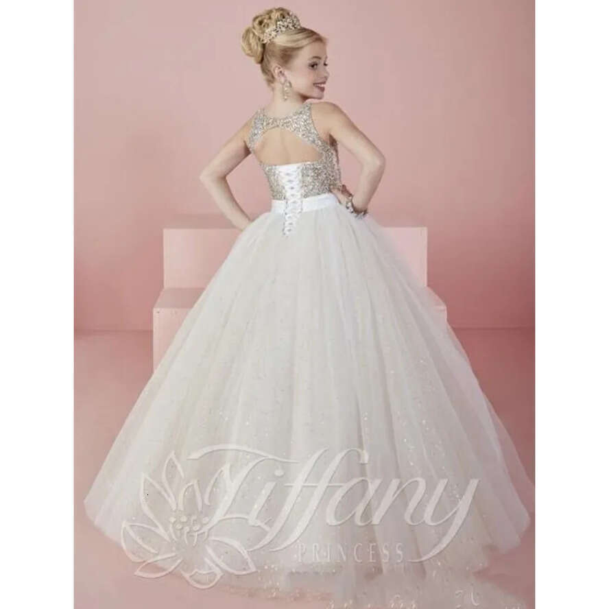 Crystals Rhies Little S Pageant Jewel Neck Tulle Formal Party Birthday Gowns For Kids Wer Girl Dresses Toddler Prom Gown AL
