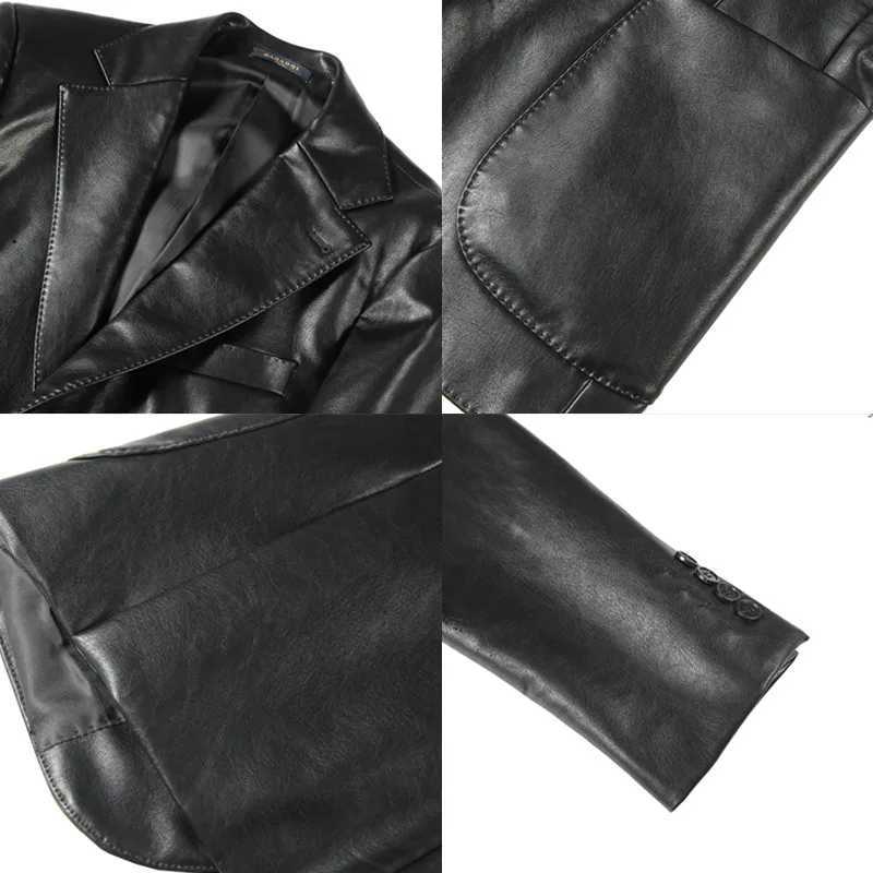 Brand Clothing Men Spring Blazers High Quality Casual Leather Jacket/Male Slim Fit Fashion Leather Suit Coat Plus Size S-3XLX240913