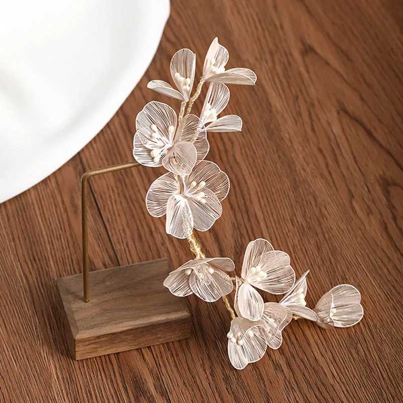 Flower Hairband Bridal Hair Jewelry Pearl Crystal Headband Birthday Party Tiara Wedding Hair Accessories For Women Marrige CrownX240913