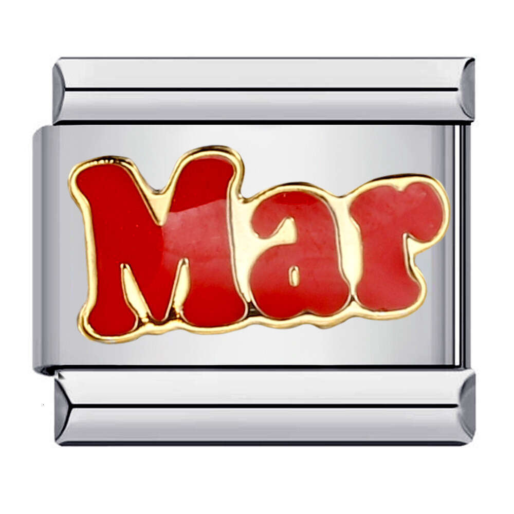 Titanium Steel Gold Plated Italian Personalized Enamel Welding Pattern Bracelet Italian Charm Links Stainless Steel Fit 9mm Bracelet Jewelry DIY Makin