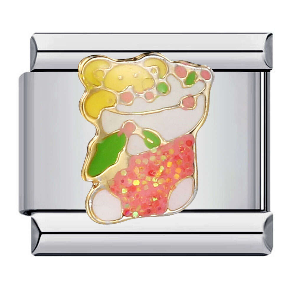 New Titanium Enamel Cartoon DIY Bead Bracelet Fashion Welding Pattern Strap Chain Italian Charm Links Stainless Steel Fit 9Mm Jewelry Making Gifts