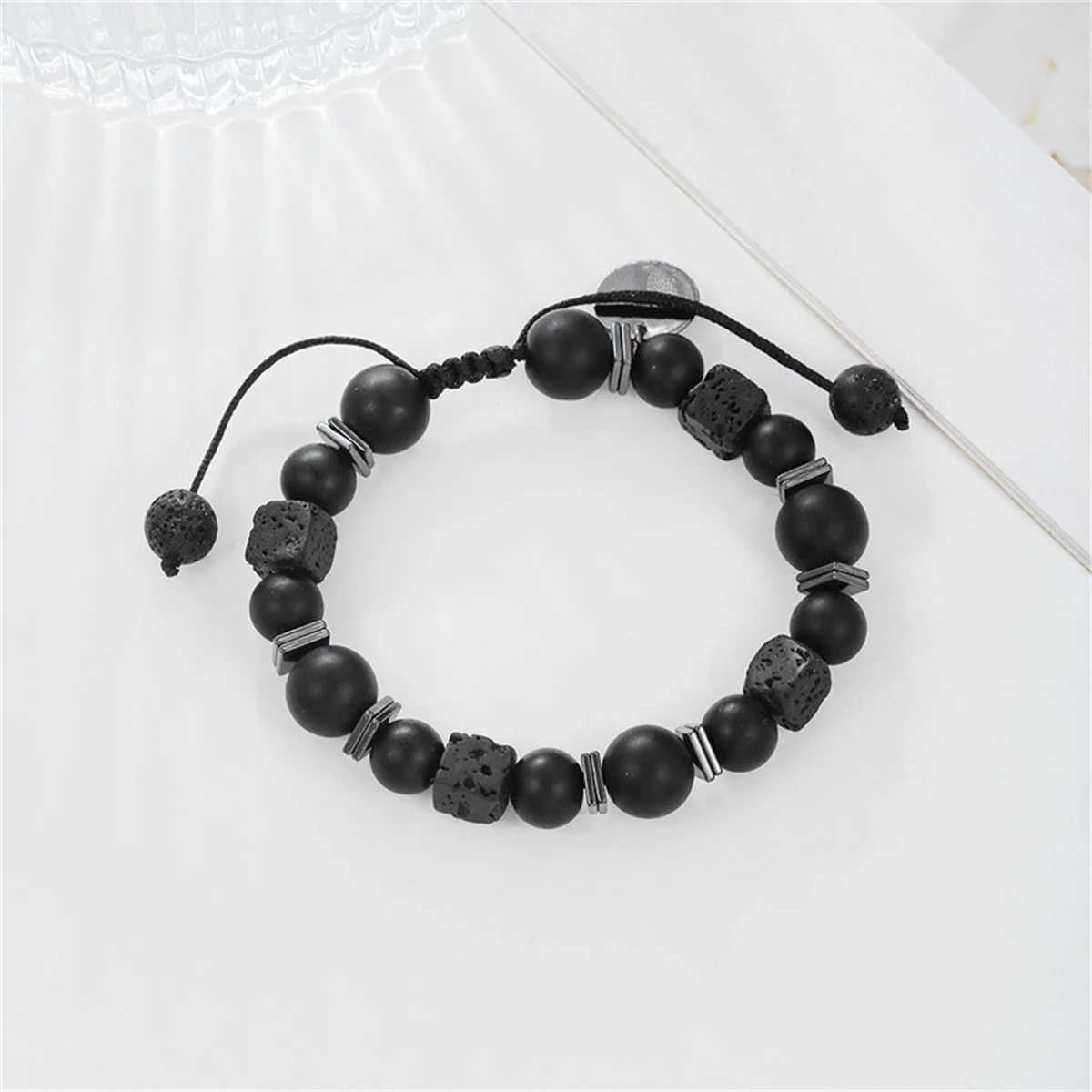 8mm Volcanic Stone Bracelet Mens Lava Wood Bead Bracelet Xizang Buddha Mens Wrist Chain Jewelry Handmade Elastic Bracelet W240913