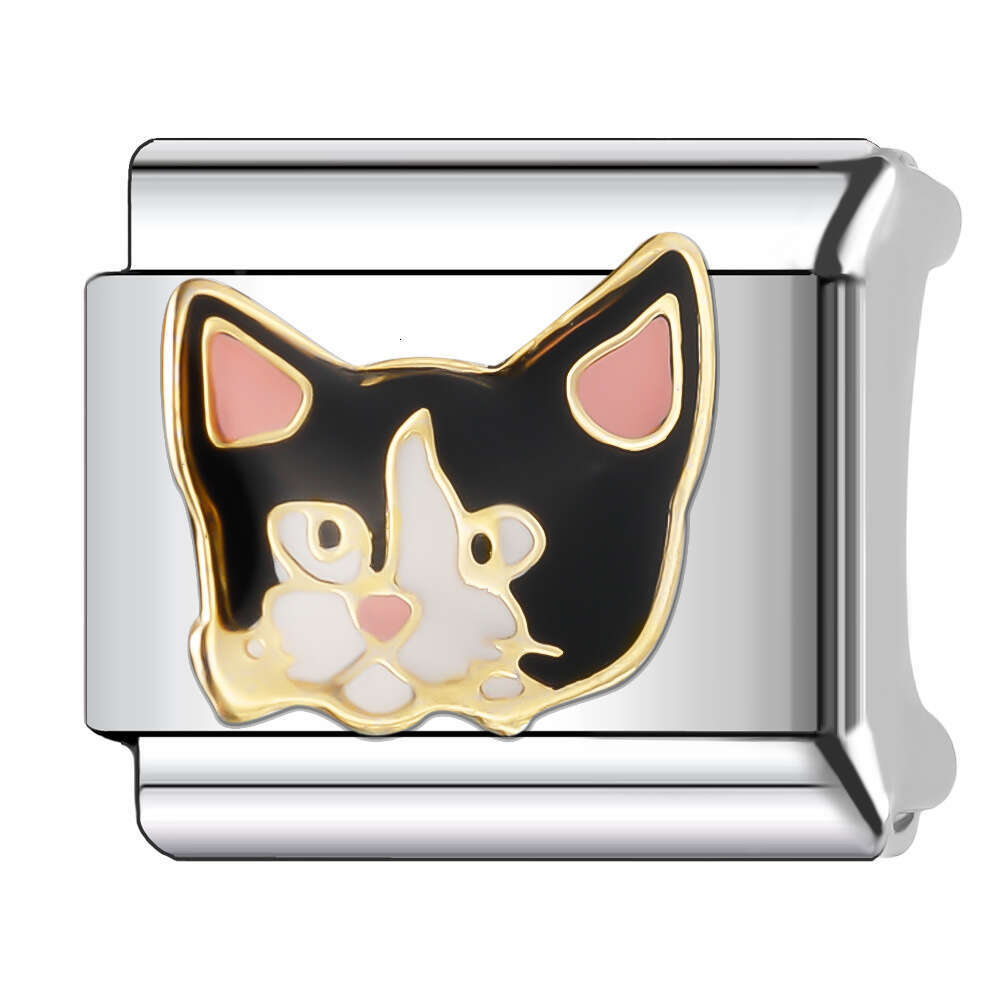 New Women's Gift cute animal cat Bead Italian Charms Links Bangle Beads Fit 9mm Stainless Steel Bracelet Making DIY For Women Fashion Jewelry