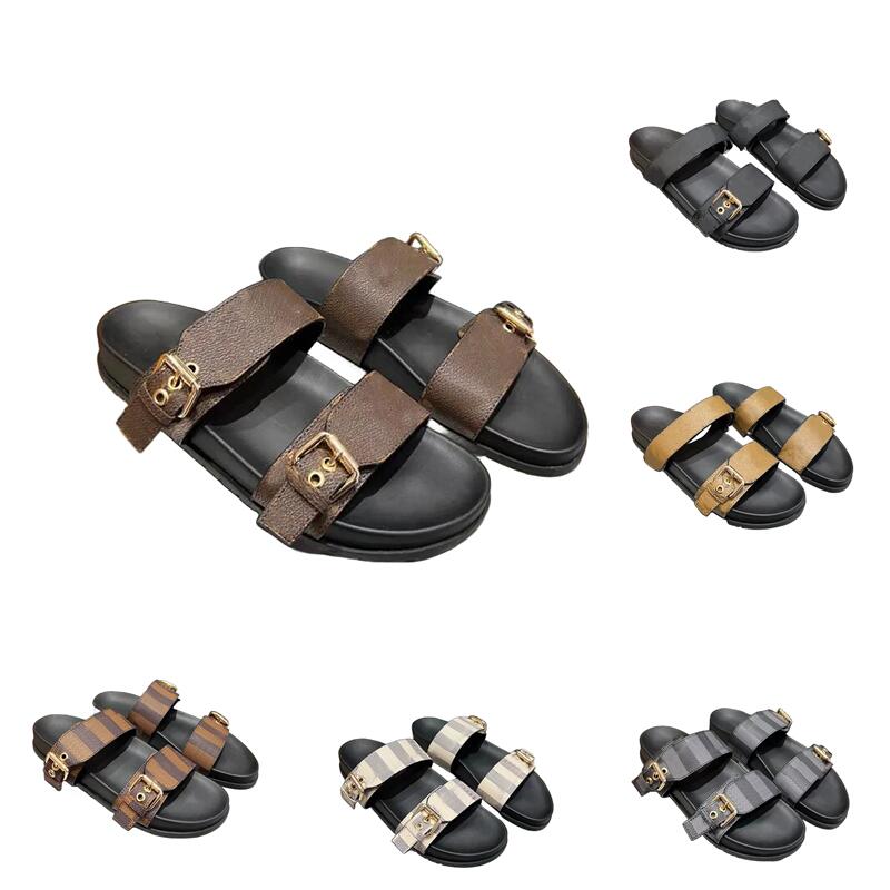Designer Women Men Slippers Sandals Fashion Sandal Woman Mens Slides Beach Shoes Thick Soled Black Gingham Print Platform Summer Luxurious Slipper