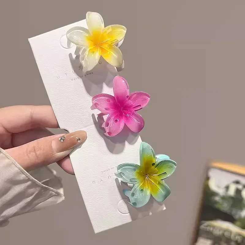 Beach Hawaiian Gradient Flower Sweet Acrylic Hair Claws Clip for Women Girls Hairpins Summer Headwear Hair AccessoriesX2409