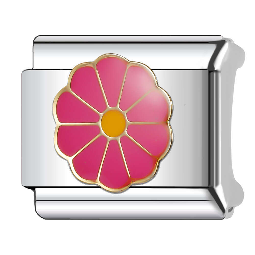 New Women's Gift flower Bead Italian Charms Links Bangle Beads Fit 9mm Stainless Steel Bracelet Making DIY For Women Fashion Jewelry