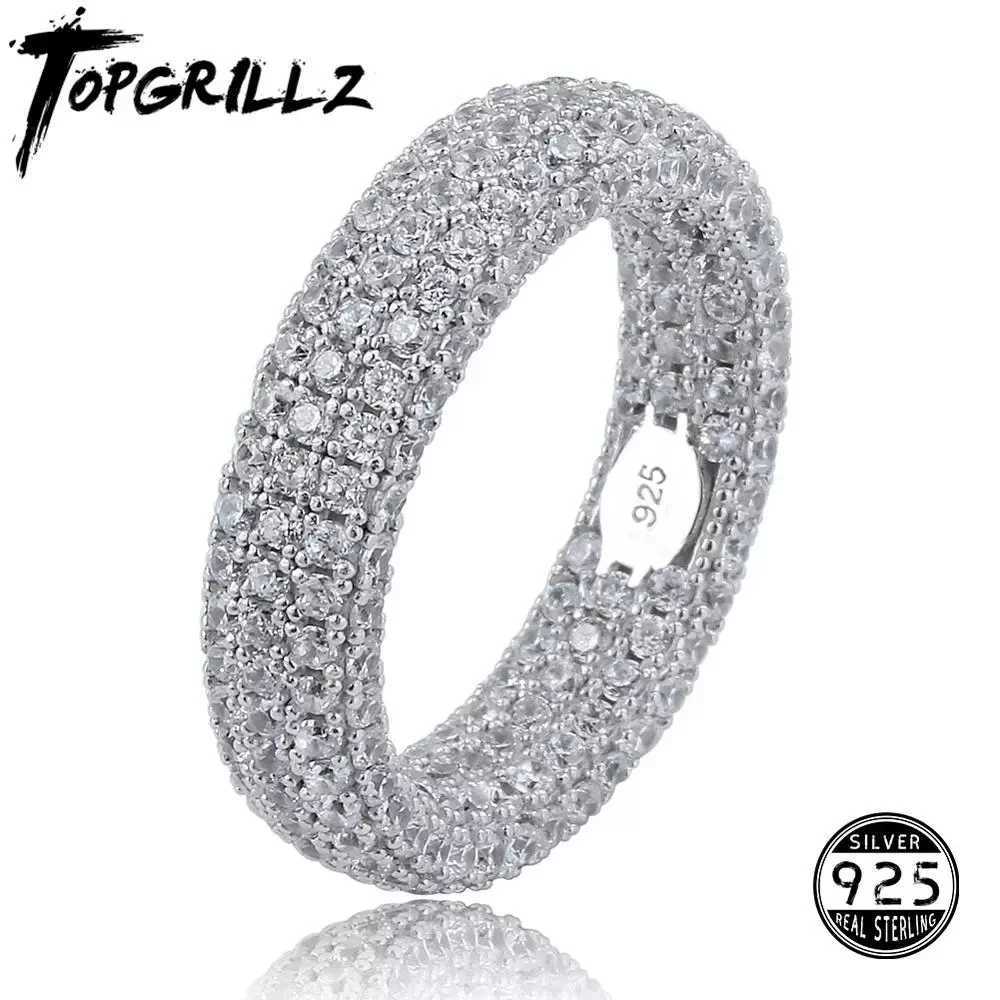 Band Rings TOPGRILLZ 925 sterling silver stamp full ice cubic zirconia mens engagement ring charm jewelry gift J240909