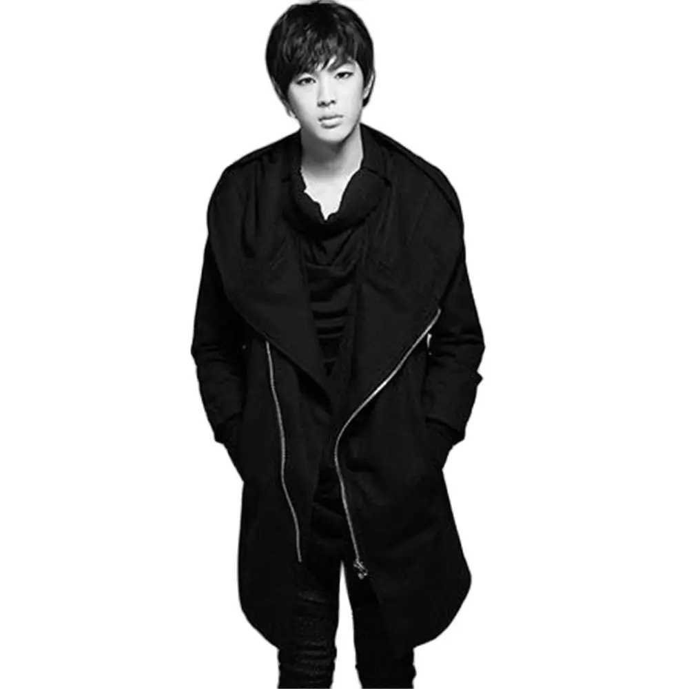Men Cloak Coats Streetwear Hooded Black Long Sleeve Trench Men Cape Outerwear Punk Style Irregular Hip Hop Jackets Spring S-4xl Y240913