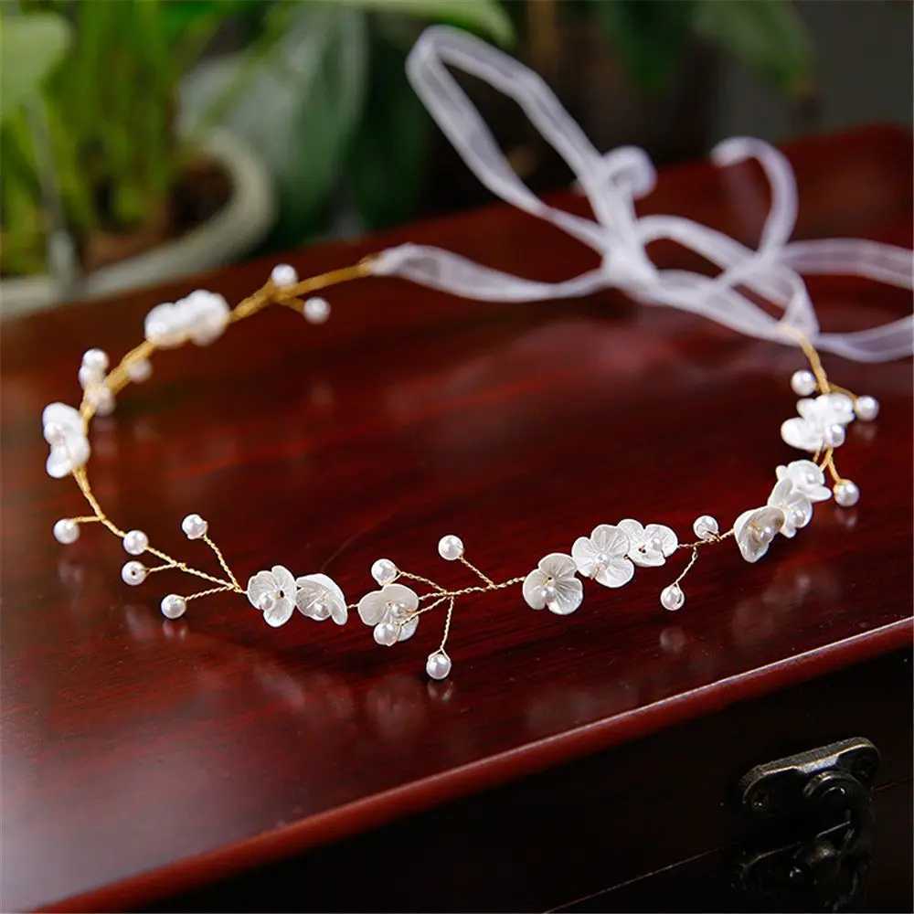 Pearl Rhinestone Women Headband Wedding Hair Accessories For Women Bride Tiara Headband Hair Jewelry Silver Color HairbandX240913