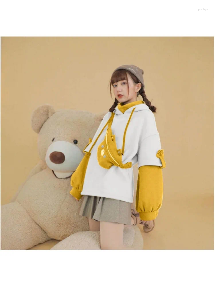 Womens Hoodies 3XL Oversized Harajuku Aesthetic Bear Anime Hoodie Women Korean Kawaii Crewneck Long Sleeve Streetwear Kpop Winter Cloth