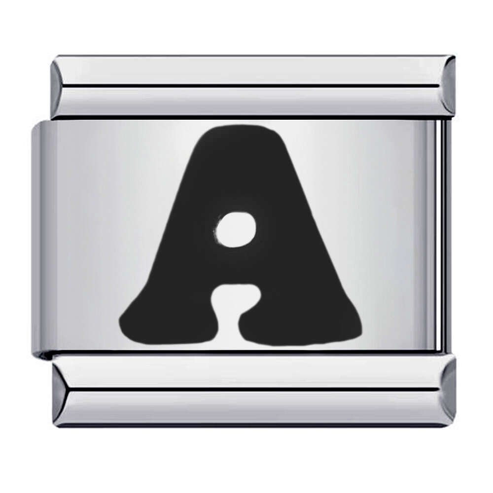 New Titanium Steel Black English Letter DIY Beads Italian Charm Bracelet Italian Charm Links Fit 9Mm Bracelet Jewelry DIY Making Gifts