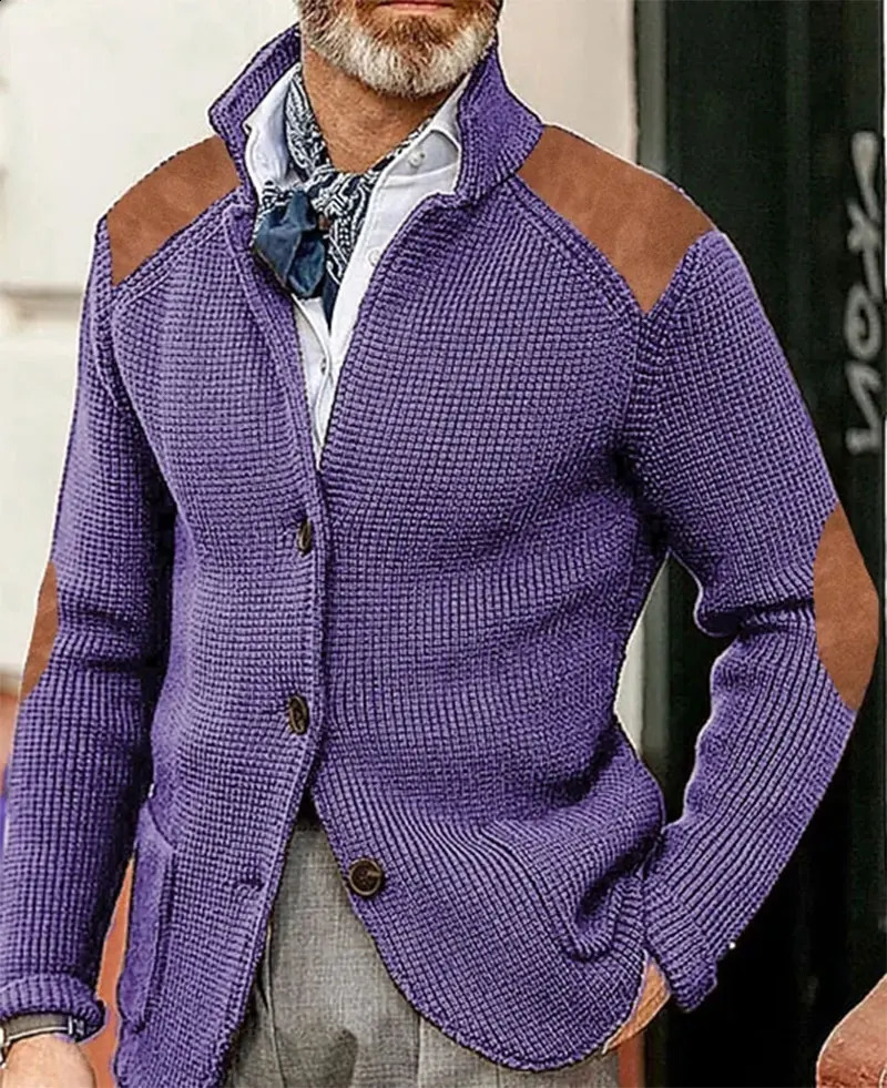 Mens knitted sweater cardigan wool casual mens jacket Korean fashion lapel button retro style 240906