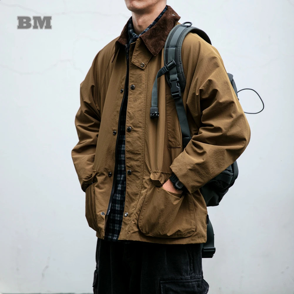 Retro outdoor windproof jacket mens clothing Japanese Harajuku high-quality casual collar cargo jacket fashionable jacket men 240909