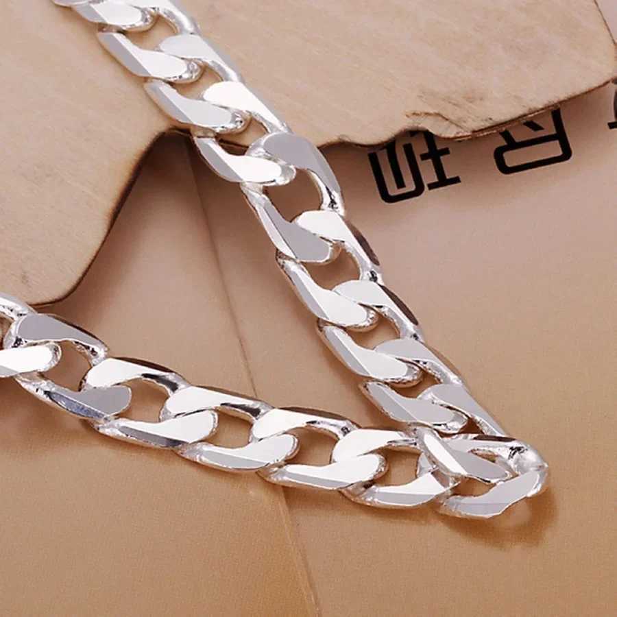 Wholesale 925 Sterling Silver Bracelet Jewelry 4MM-10MM Width Solid for Man Men Women Chain Noble Wedding Party GiftsX240913