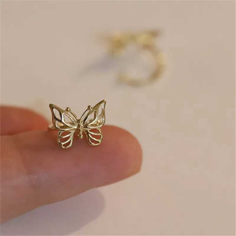S925 Sterling Silver Plated 14K Gold Ear Bone Clip No Pierced Ears Korean Sweet Temperament Butterfly Earrings for Women JewelryX240913