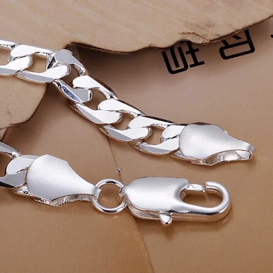 Wholesale 925 Sterling Silver Bracelet Jewelry 4MM-10MM Width Solid for Man Men Women Chain Noble Wedding Party GiftsX240913
