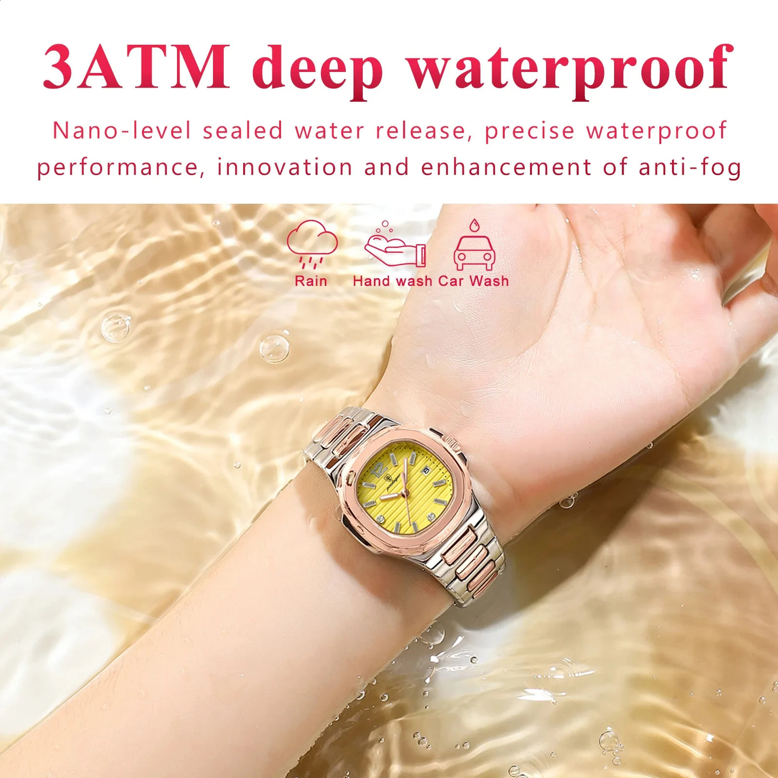 Poedagar y Womens Watch Square Quartz Luminous Waterproof Date Dress Clock relojbox 240911