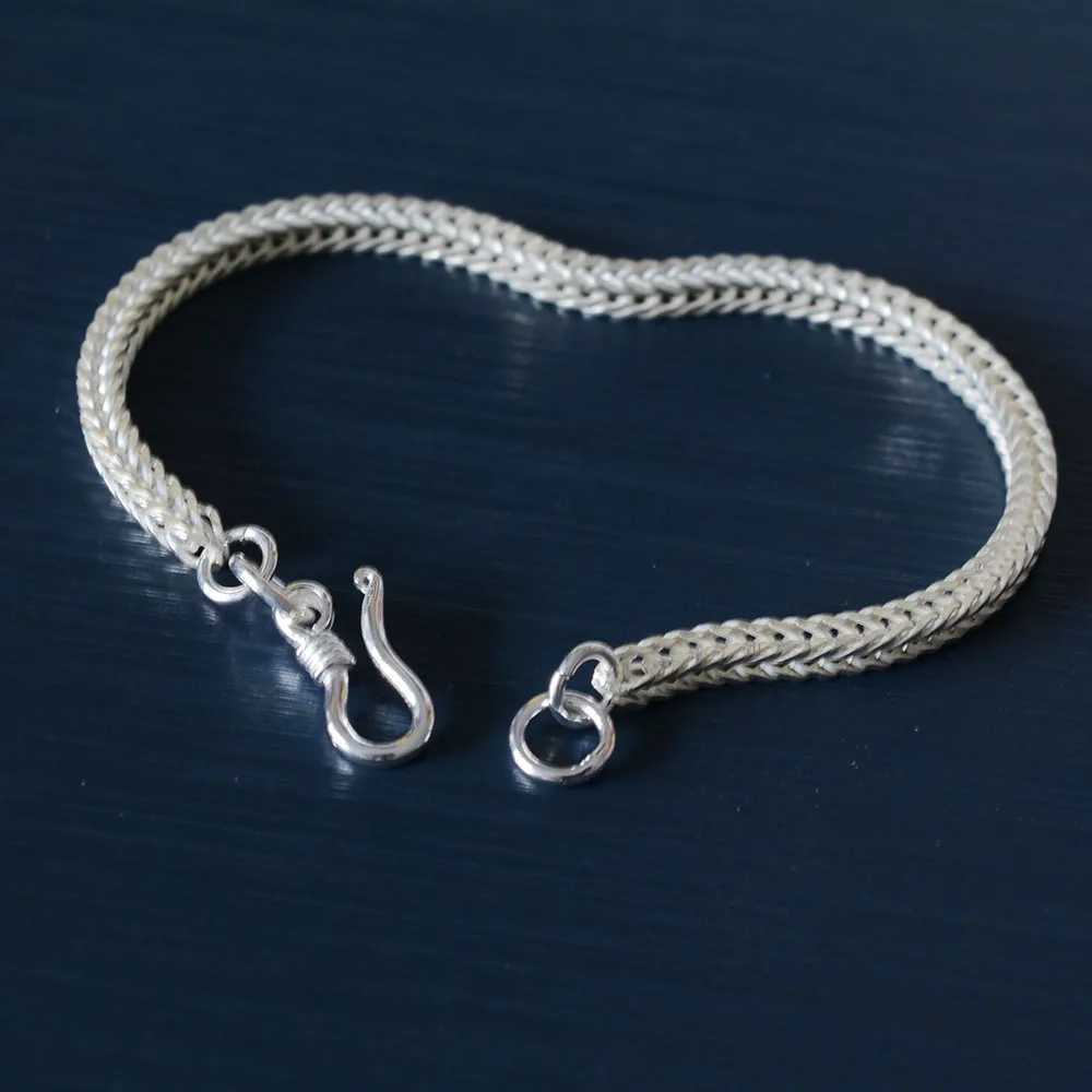 925 Sterling Silver Bracelet Square Tail Chain Bangle for Women and Men Length Includes ClaspX240913
