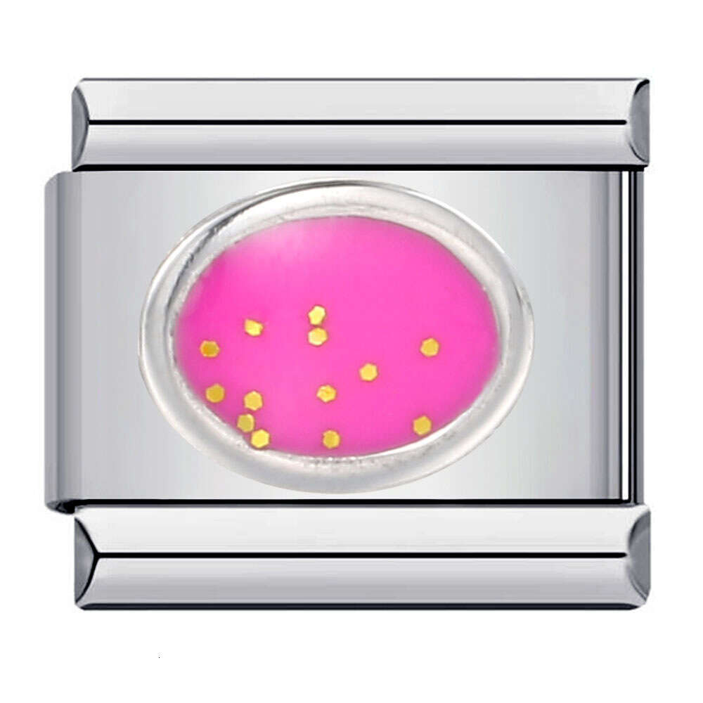 Stainless Steel Elliptical Stamping Pattern Color Drip Oil DIY Module Bracelet Italian Charm bracelets