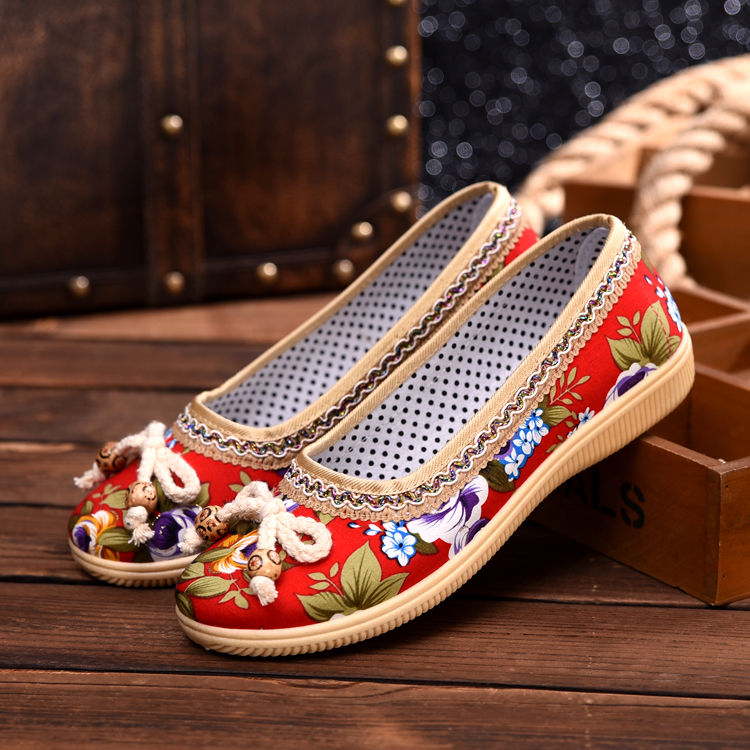 Loafers Breathable Mom Fashion Cloth Old Beijing Soft Bottom Driving Cotton Fabric Flat Shoes Women hn6 0e44
