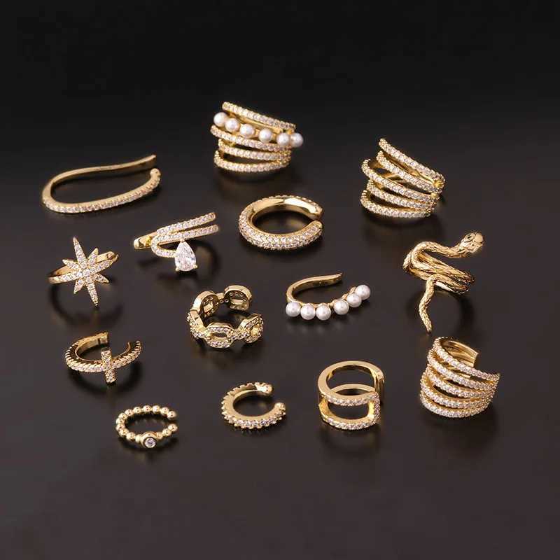 1PC Stainless Steel Pearl Earrings Fake Piercing Ear Clip Zircon Cuffs Ring For Women 2023 Trending Fake PIERC Jewelry GothX240913