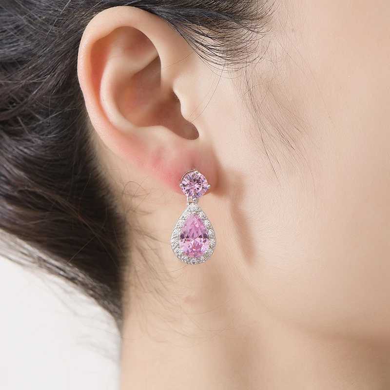 High Quality Geometric Drop Colorful Zircon Clip on Earring for Women Without Piercing Ear Clip for Women Luxury Wedding JewelryX240913