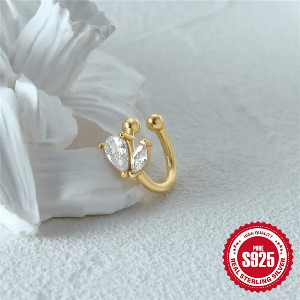 CANNER Simple Water Droplet Design Ear Cuff Clip Earrings Girl Gold Plated Zircon No Pierced Hole Women Cartilage Jewelry PartyX240913