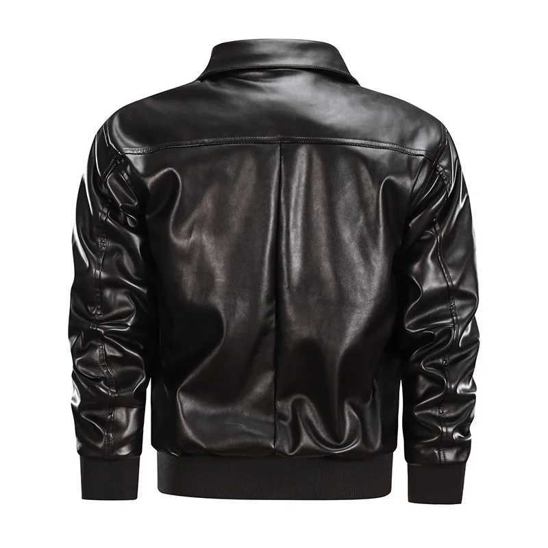 Mens Winter Thick Bomber Flight Leather Jacket Male Skin Biker Motorcycle Outwear Coats Soft Air Force Pilot Leather JacketsX240913