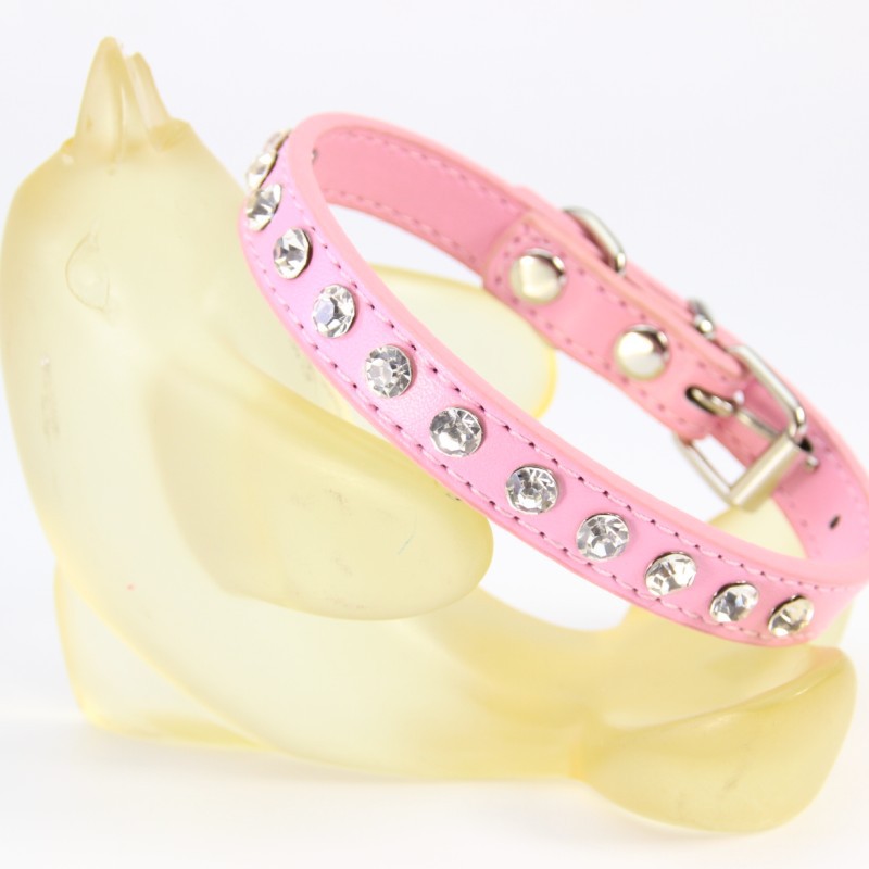 Stylish Rhinestone Necklace for Dogs Luxurious PU Leather Leash & Collar Combo