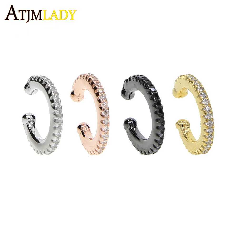 Ear Cuff micro pave cz circle 925 sterling silver mix rainbow CZ earrings no pierced stack small sized little girl earring cuffX240913