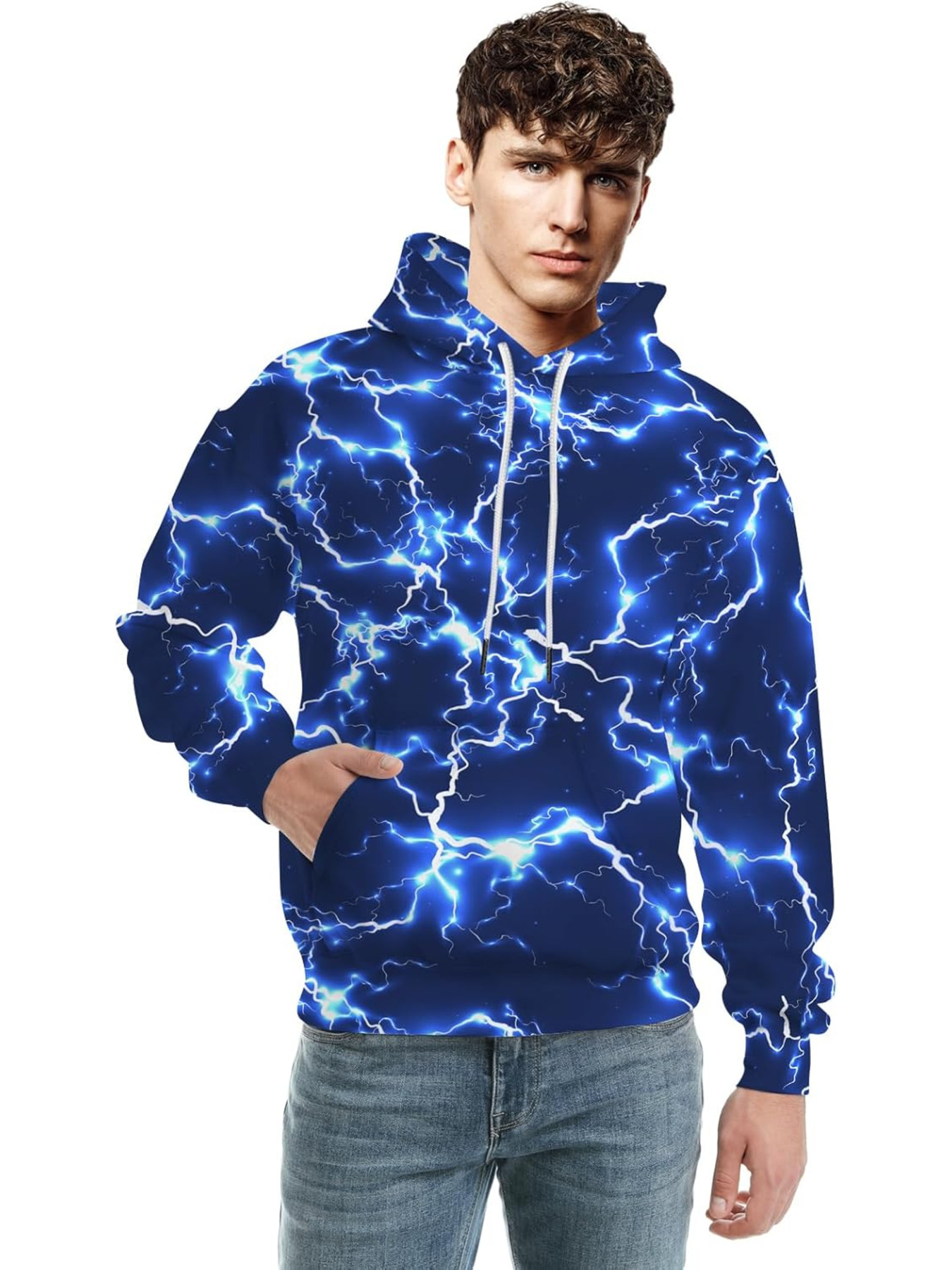 Hoodie for Mens Womens Unisex Novelty Hoodies Cool Lightning Graphic Hoody Pullover Hooded Sweatshirts Graphic Hoodies sweatshirt