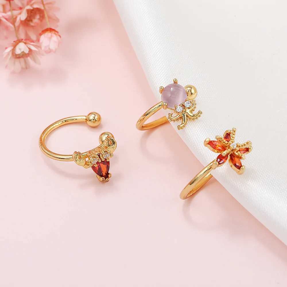 2021 Summer Collection Cute Ocean Animals Marine life Organism Pink Jellyfish Zircon Turtle Starfish Dolphin Ear Cuffs For GirlX240913