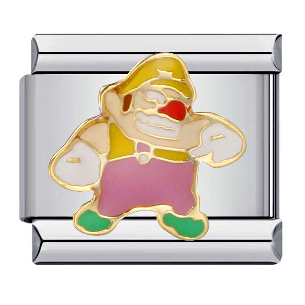 Classic Cartoon Character bead Titanium Gold Plated DIY Welding Pattern Bracelet Italian Charm Links Stainless Steel Fit 9mm Bracelet Jewelry DIY Maki