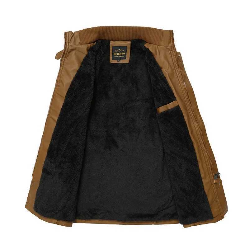 New Mens Leather Jackets Autumn Casual Motorcycle PU Jacket Biker Leather Coats Brand Clothing Long Fleece Mens Leather JacketsX240913