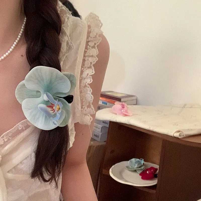 Red Flower Bridal Tiara Hairband Gold Color Crystal Pearl Headband Women Headpiece Wedding Crown Bride Hair Jewelry AccessoriesX240913