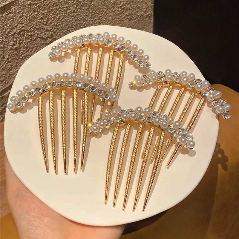 Elegant Luxury Pearl Crystal Hair Combs Pin Women Elegant Bun Decor Wedding Bridal Hair Claw Clips Hair Jewelry AccessoriesX240913