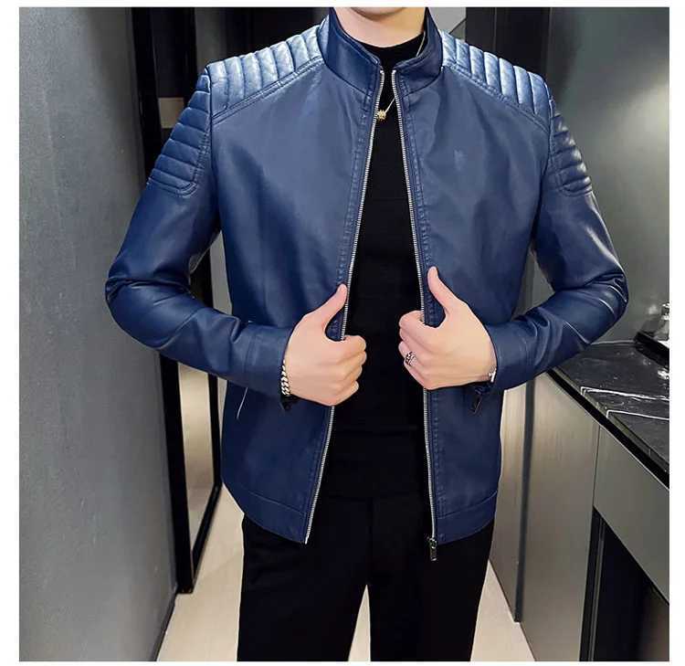 Leather Jackets Autumn Mens New Trend Motorcycle PU Jacket Biker Leather Coats Male Fshion Casual street Clothing Top EU SizeX240913