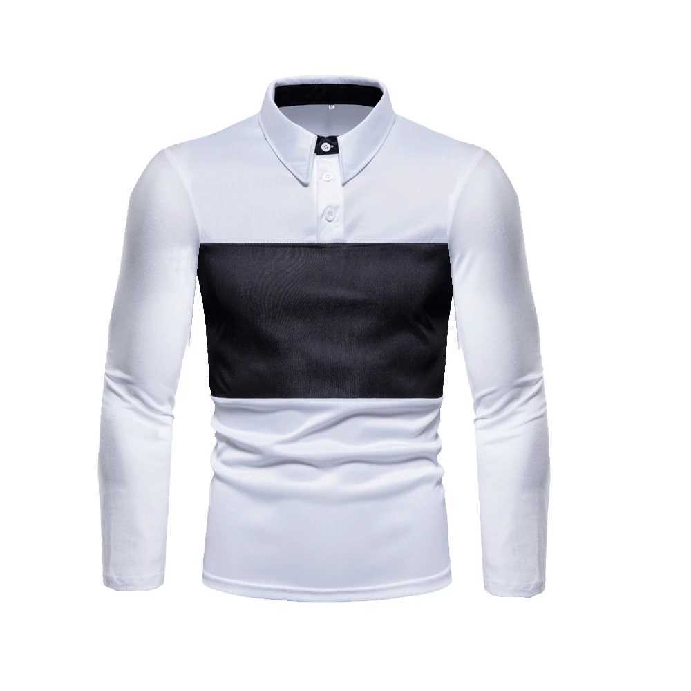 Spring and Autumn Mens Polo Shirt Long Sleeve Business Casual Top Collar Zipper T-shirt W240913
