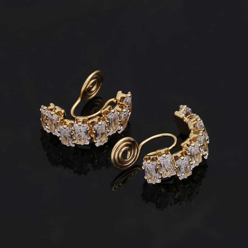 GRACE JUN Cubic Zircon Material Spiral Clip on Earrings No Pierced for Women Luxury Cuff Earrings Stud Earrings Fashion JewelryX240913