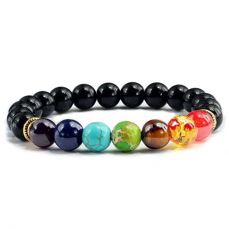 7 Chakra Beads Natural Lava Tiger Eye Stone Bracelet Suitable for Womens Treatment Balance Treatment Bracelet Jewelry Prayer Adjustable W240913