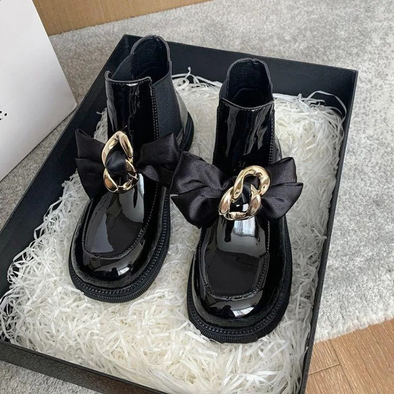 Cute Short Shoes for Women Sock Leather Kawaii Black Footwear Elegant with Medium Heels Female Ankle Boots Booties Work Y2k 241010