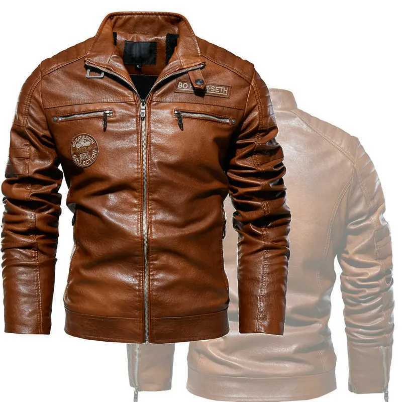 Autumn 2024 Mens Leather Jacket Vintage Black Windproof Warm Pu Coat Street Fashion Zipper Biker Jacket Mens Brand ClothingX240913