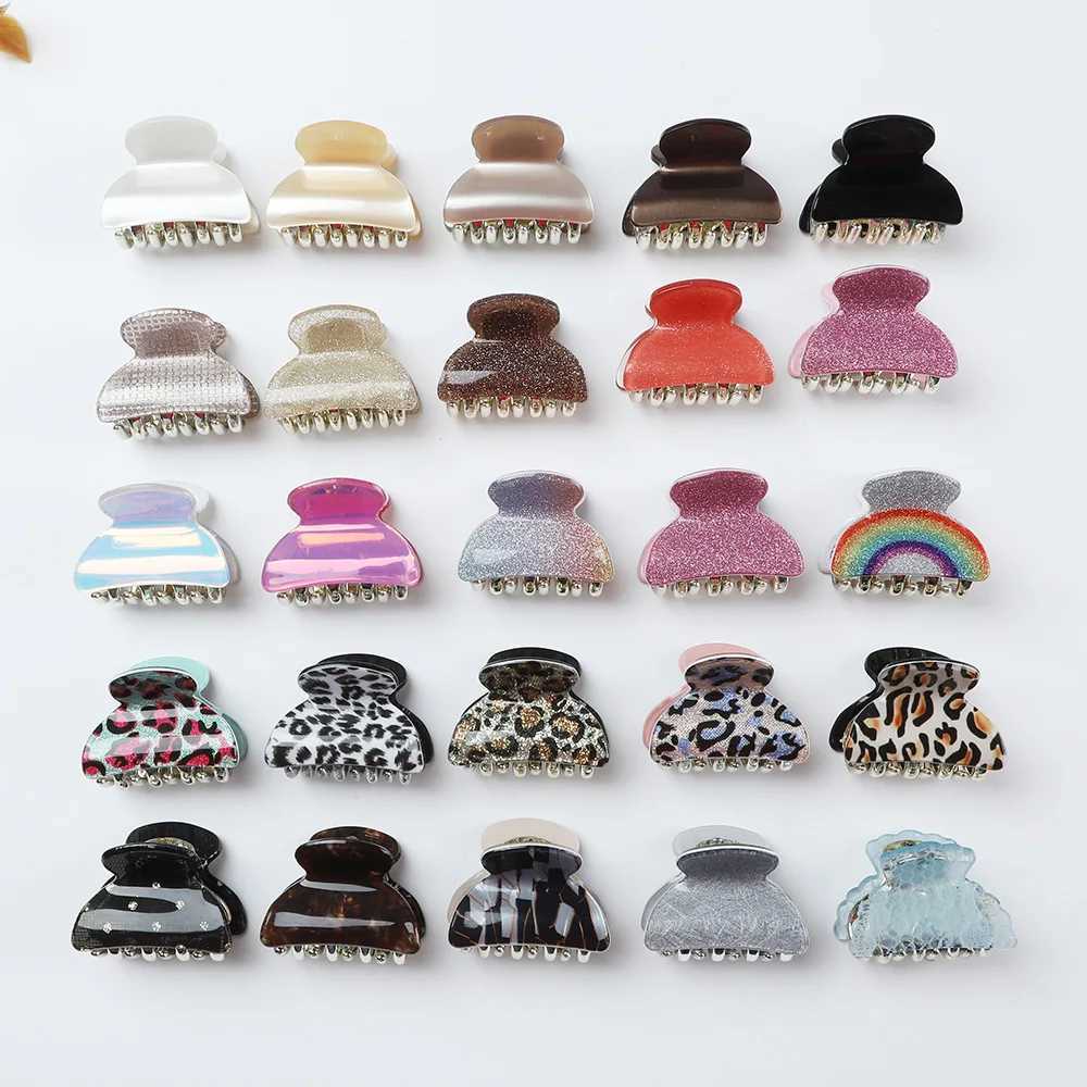 4PCS/Set 4CM Acrylic Flower Hair Claw Clip Women Girls Shinny Hairpin Barrette Small Hair Crab Clamps Hairgrip Hair AccessoriesX240912
