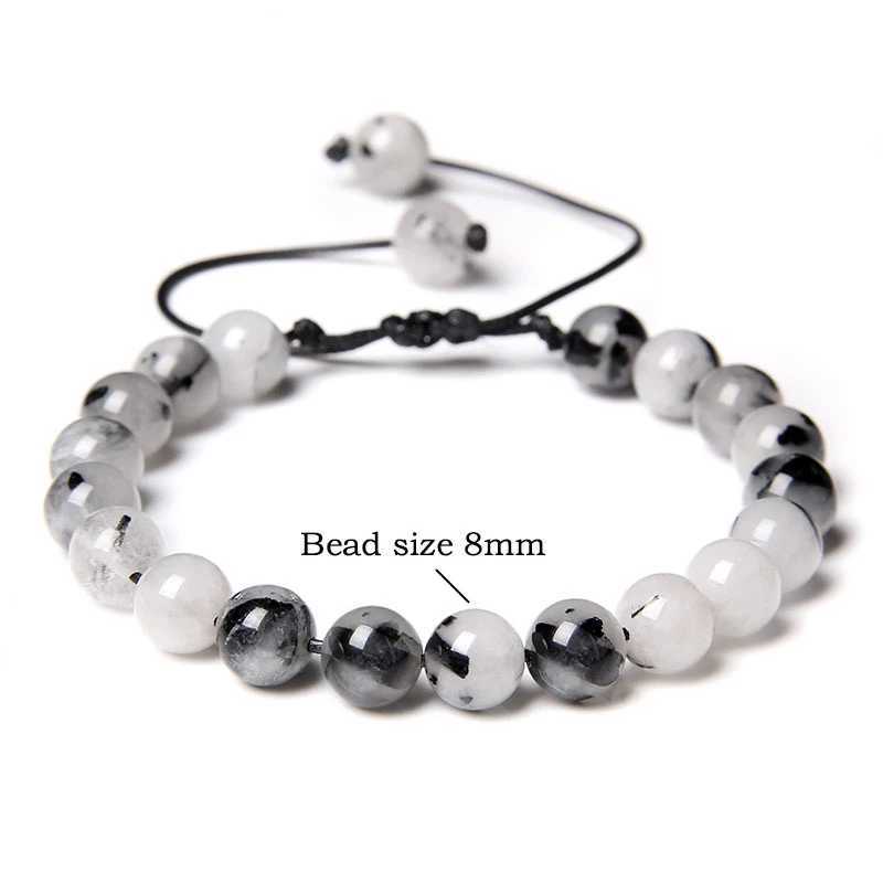 8MM Stone Bead Braided Bracelet Minimalist Natural Carnegie Agate Jade Gem Womens Bracelet Womens Treatment Jewelry Gift W240913