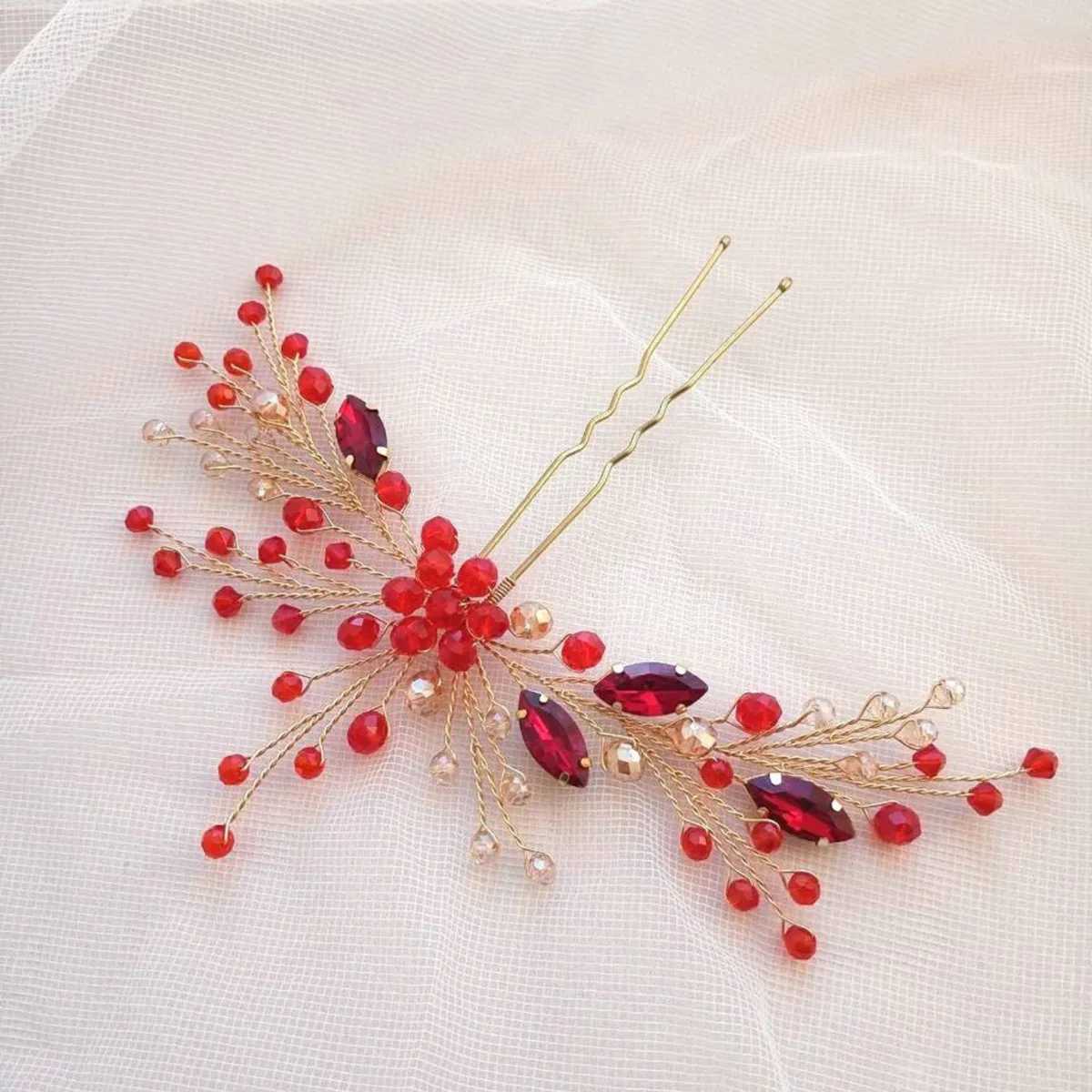 Handmade Bride Wedding Emeralds Rhinestone Pearl Hair Comb Dinner Party Headpiece for Crystal Hair AccessoriesX240913