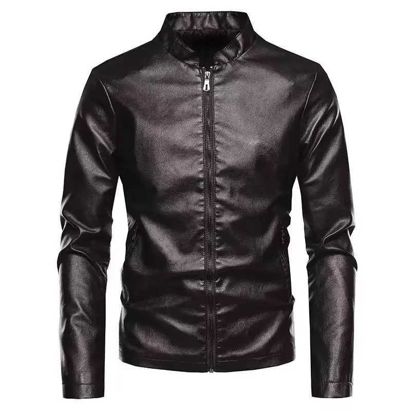 Men Leather Jackets Autumn New Mens Korean Style Slim Collar PU Leather JacketX240913