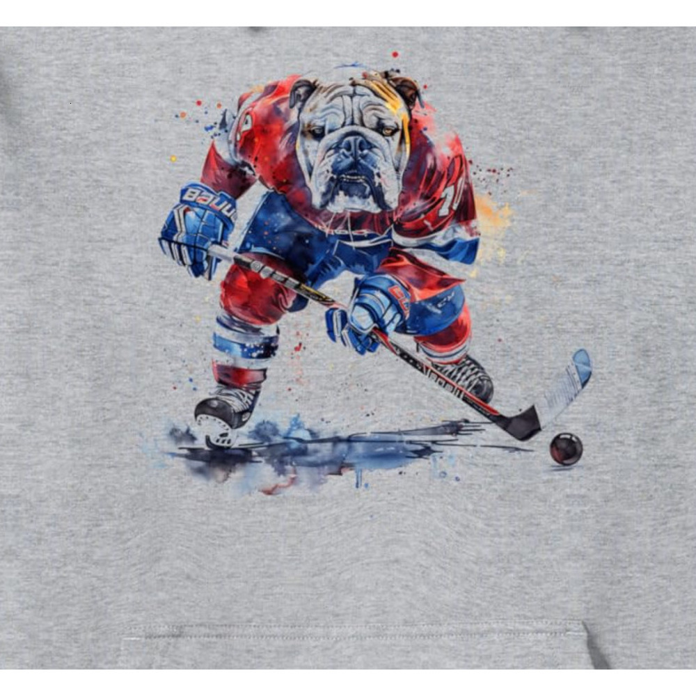 Hoodie for Mens Womens Hockey Bulldog Sports Fan Funny Ice Hockey Player Pullover Hoodie Graphic Hoodies sweatshirt Pullover Long Sleeve