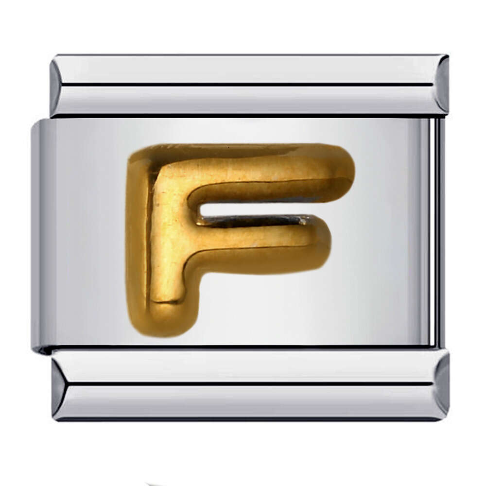 Titanium Steel Gold-Plated Raised English Letters DIY Bead Bracelet Italian Bracelet Italian Charm Links Fit 9Mm Bracelet Jewelry DIY Making Gifts